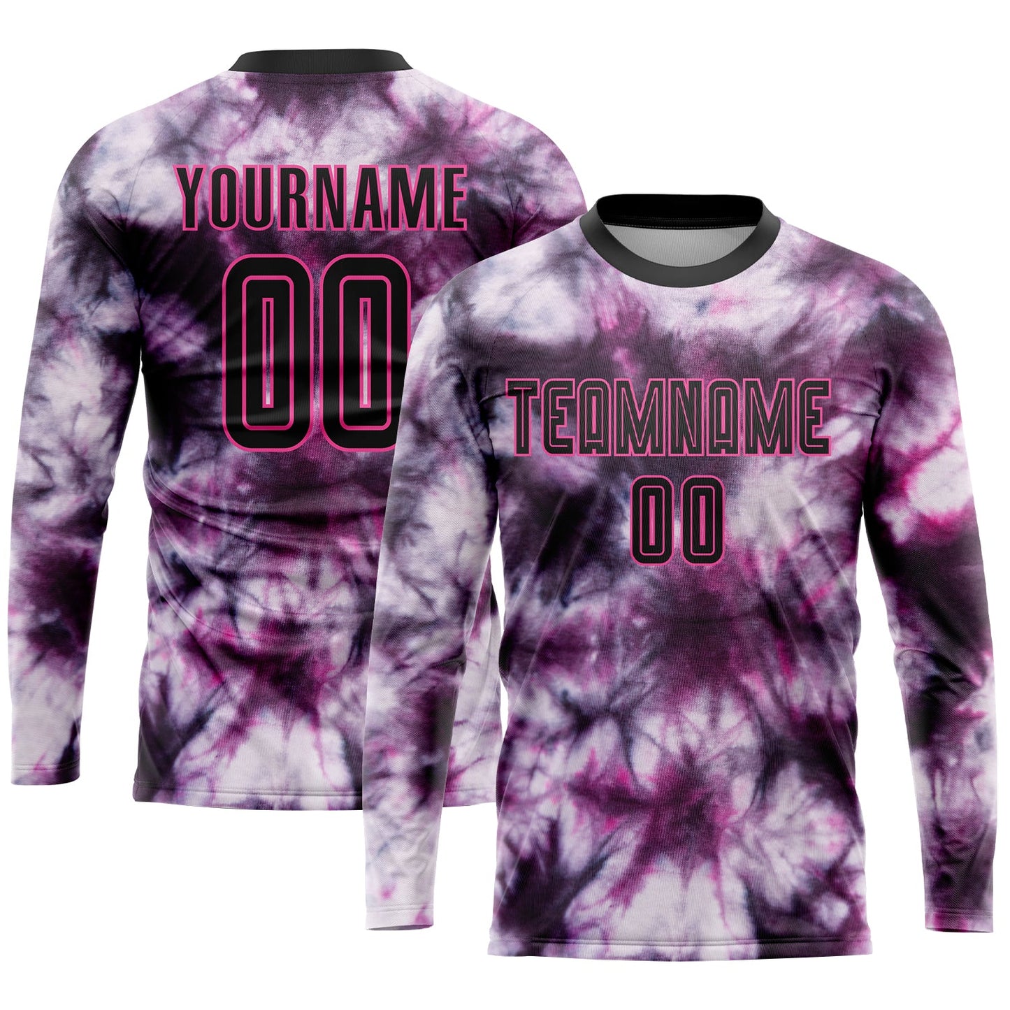 Custom Tie Dye Black-Pink Sublimation Soccer Uniform Jersey view 3