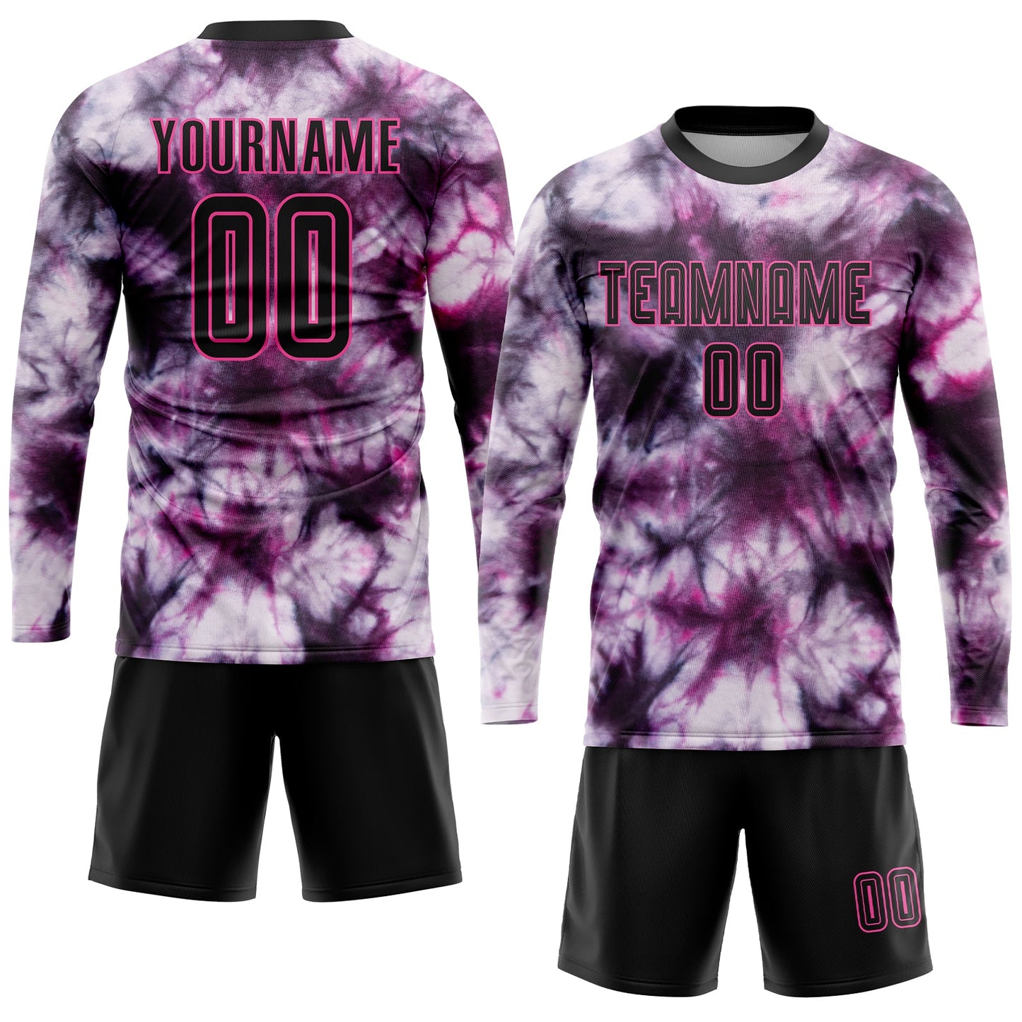 Custom Tie Dye Black-Pink Sublimation Soccer Uniform Jersey view 4