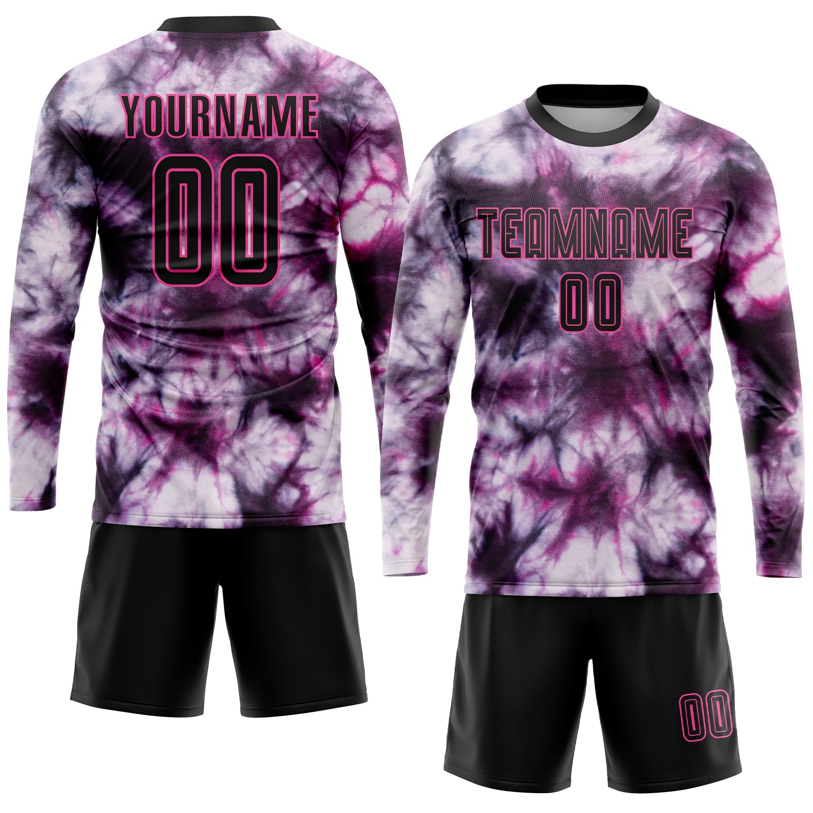 Custom Tie Dye Black-Pink Sublimation Soccer Uniform Jersey view 4