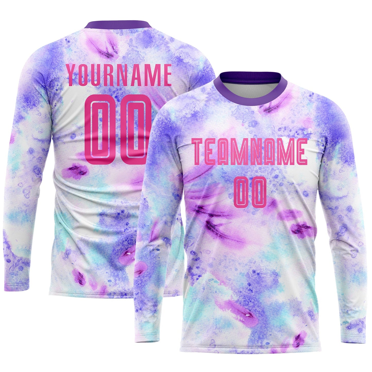 Custom Tie Dye Pink-Purple Sublimation Soccer Uniform Jersey view 3