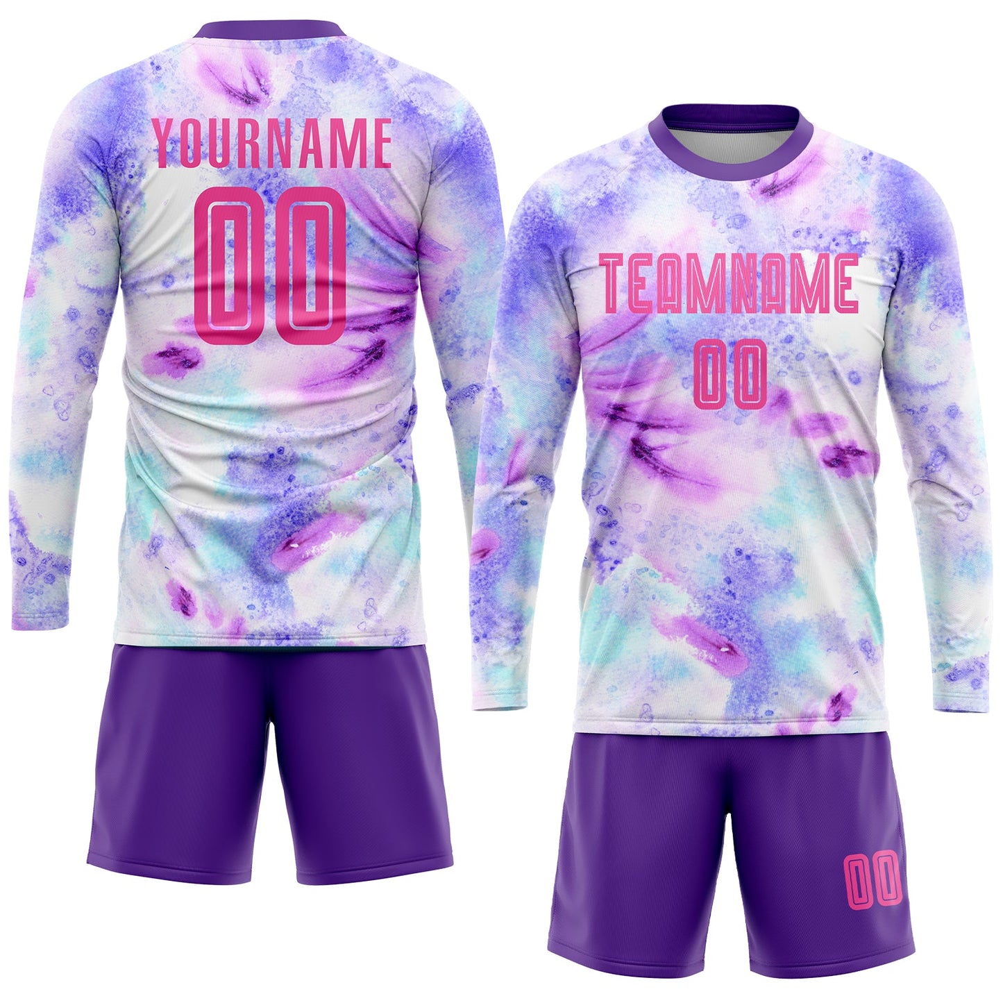 Custom Tie Dye Pink-Purple Sublimation Soccer Uniform Jersey view 4