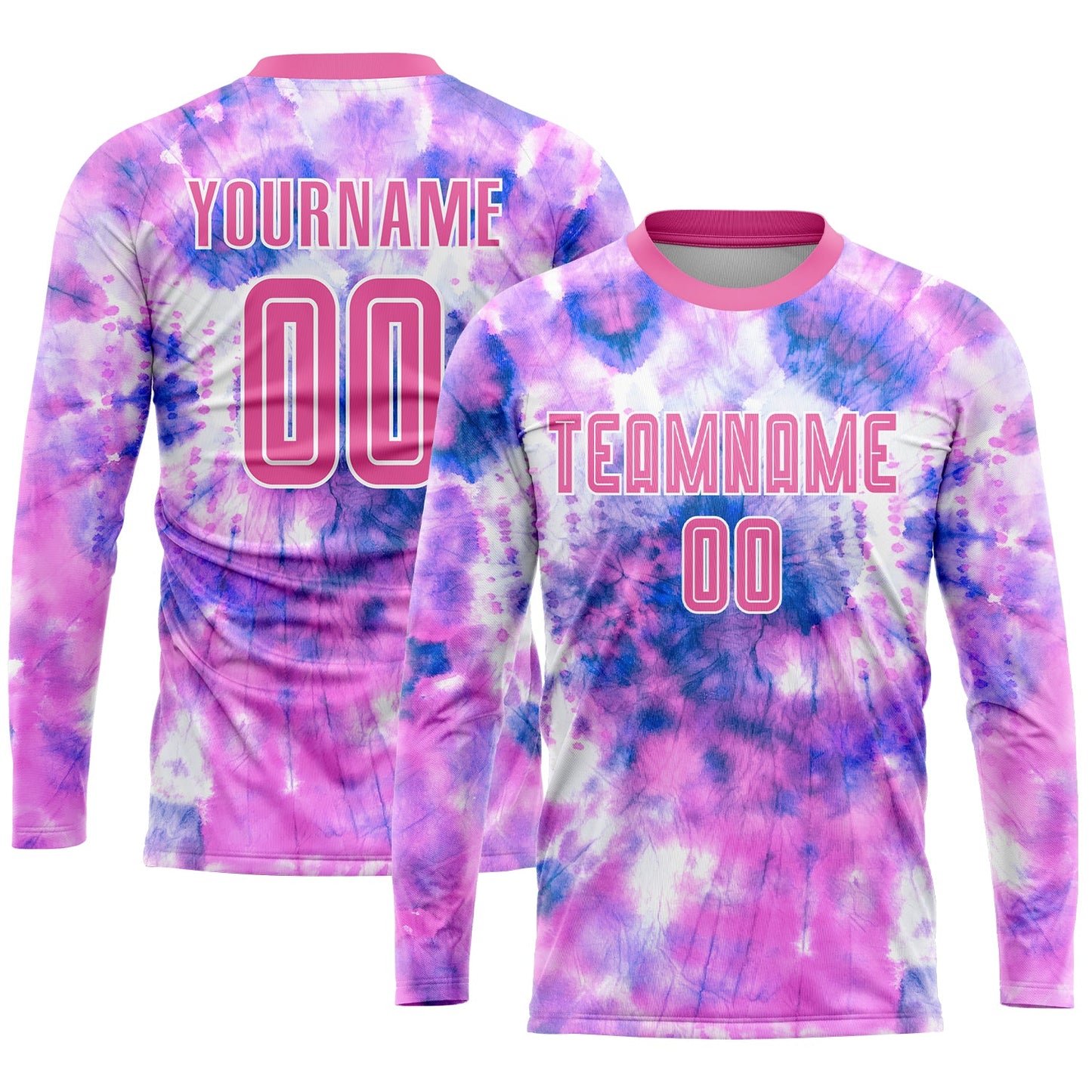 Custom Tie Dye Pink-White Sublimation Soccer Uniform Jersey view 3