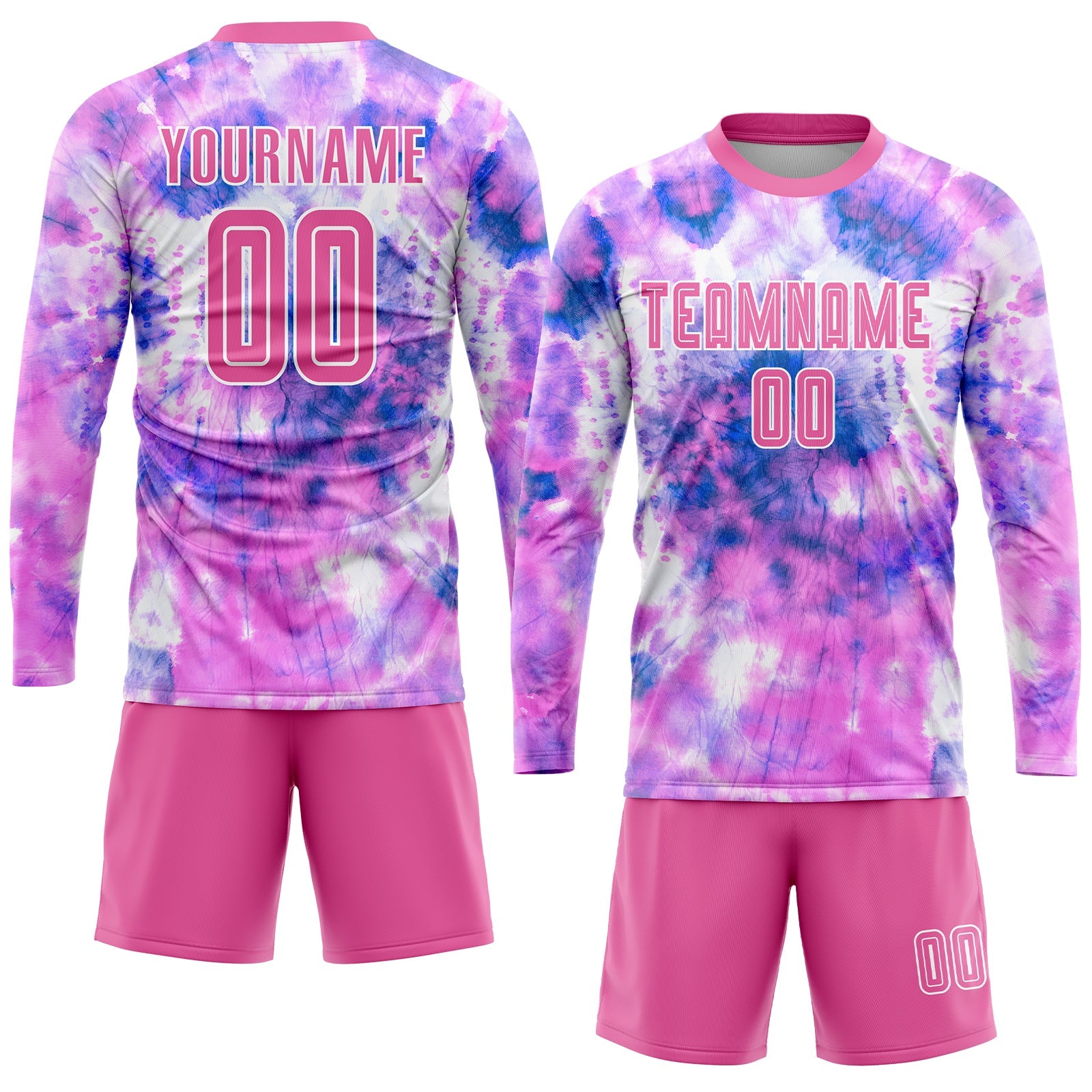 Custom Tie Dye Pink-White Sublimation Soccer Uniform Jersey view 4