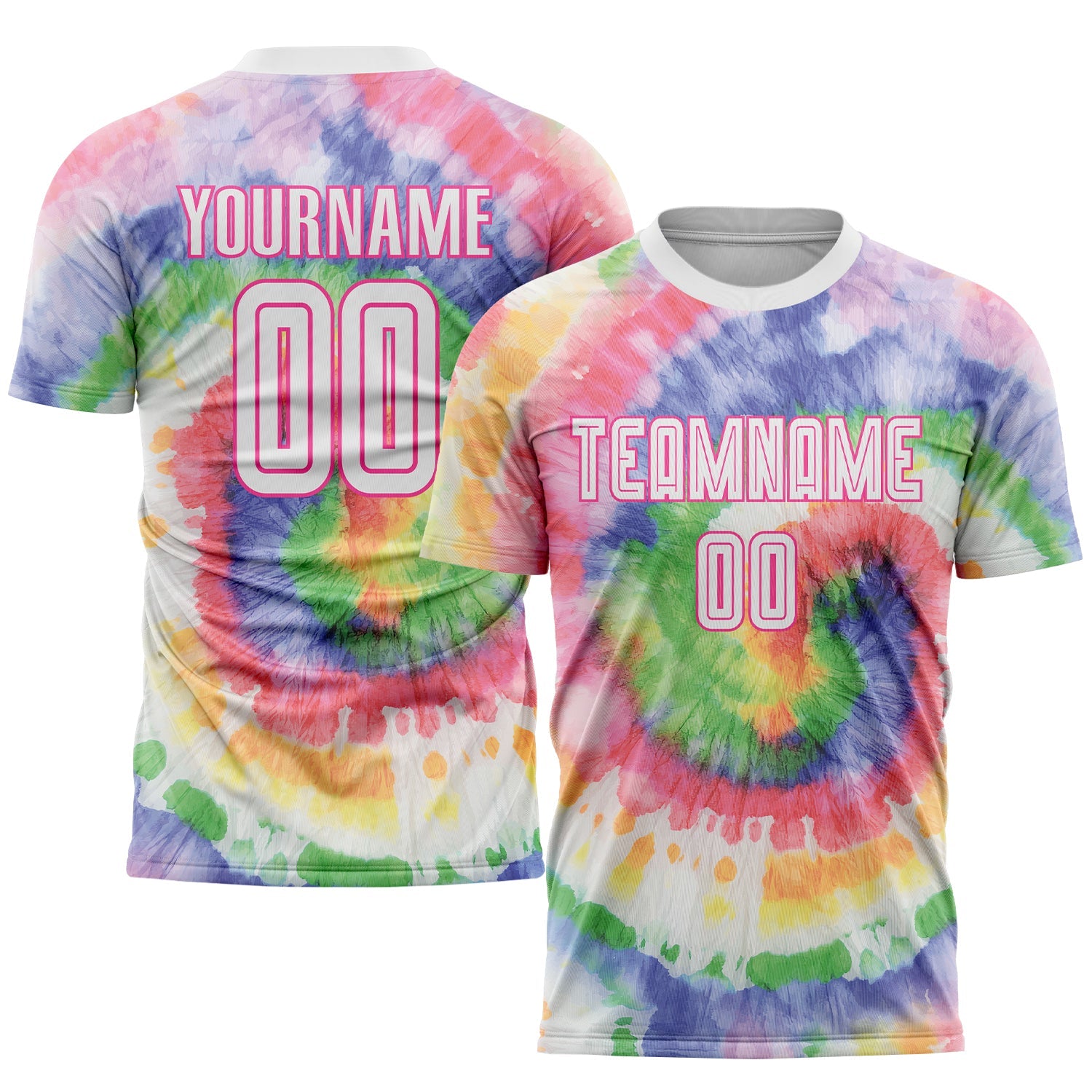 Custom Tie Dye White-Pink Sublimation Soccer Uniform Jersey - Main View