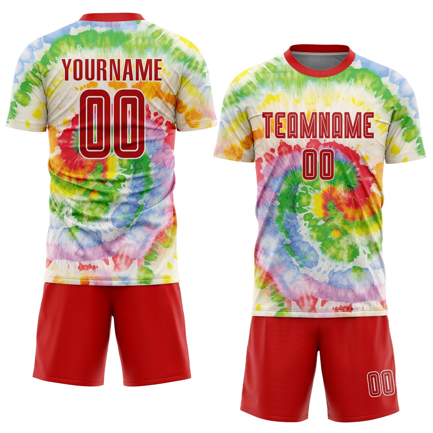 Custom Tie Dye Red-White Sublimation Soccer Uniform Jersey view 2