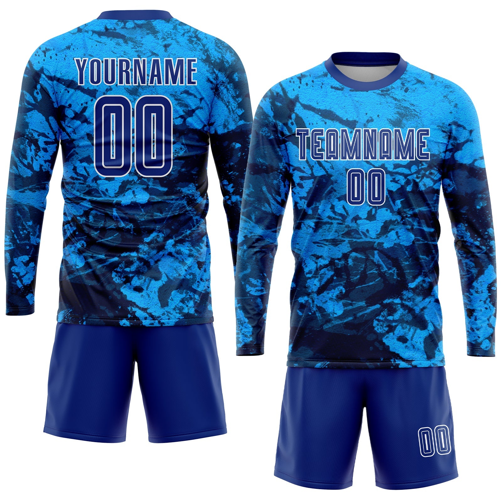 Custom Tie Dye Royal-White Sublimation Soccer Uniform Jersey view 4