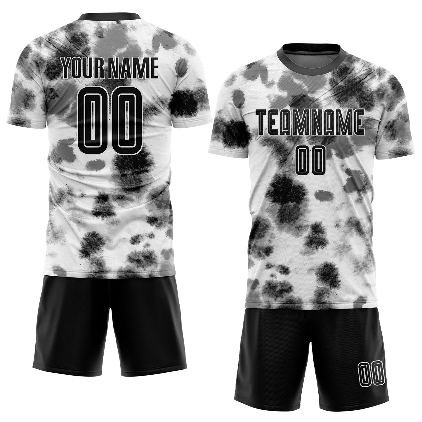 Custom Tie Dye Black-White Sublimation Soccer Uniform Jersey view 2