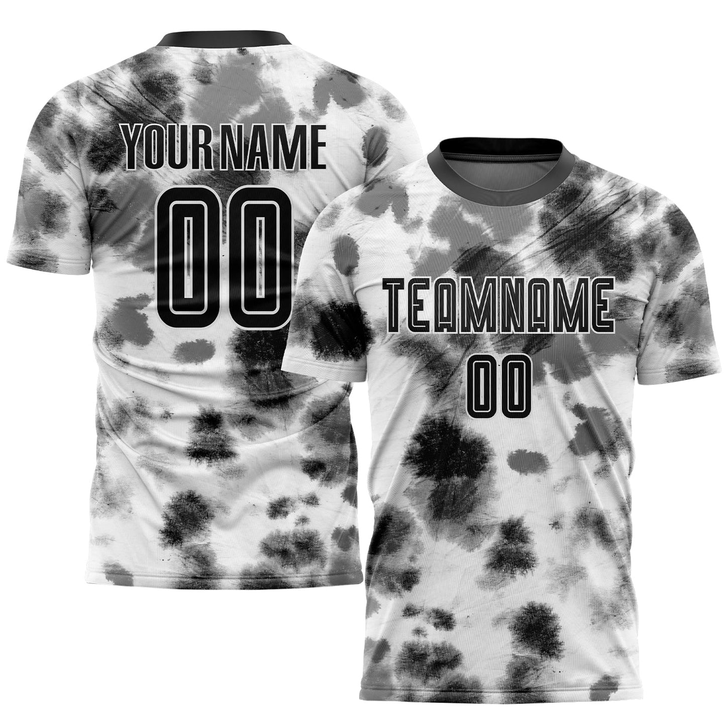 Custom Tie Dye Black-White Sublimation Soccer Uniform Jersey - Main View