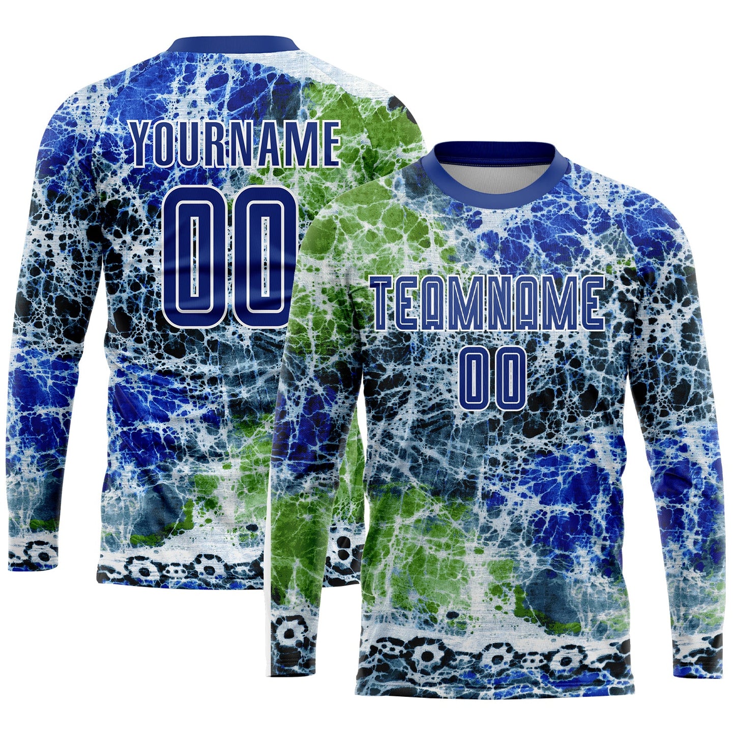 Custom Tie Dye Royal-White Sublimation Soccer Uniform Jersey view 3
