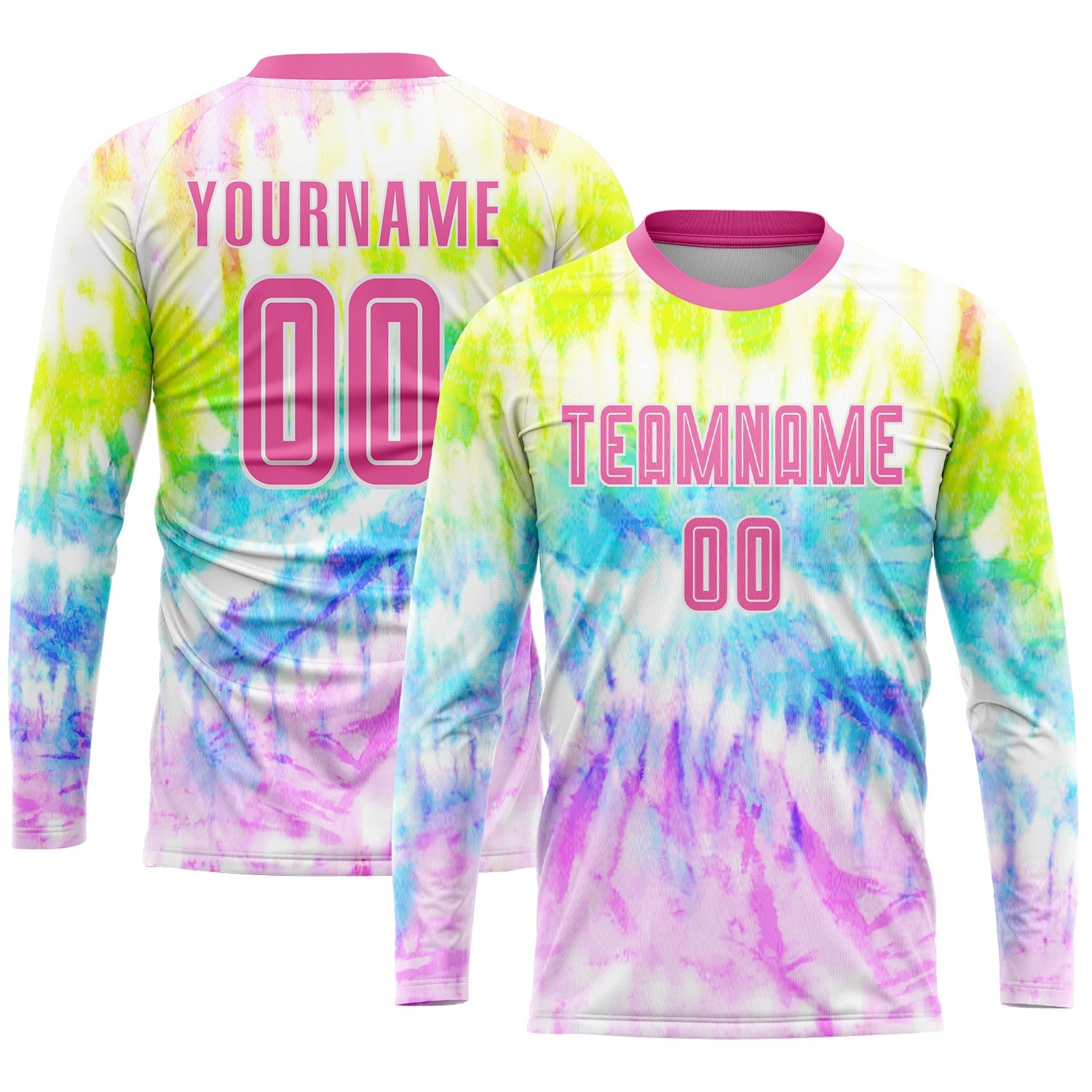 Custom Tie Dye Pink-White Sublimation Soccer Uniform Jersey view 3