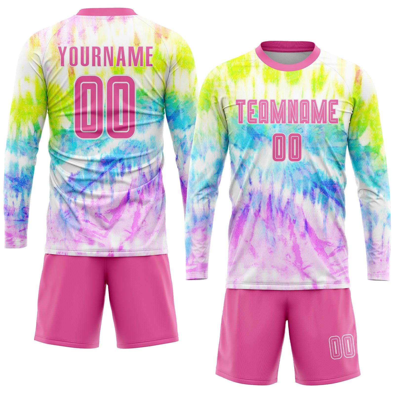 Custom Tie Dye Pink-White Sublimation Soccer Uniform Jersey view 4