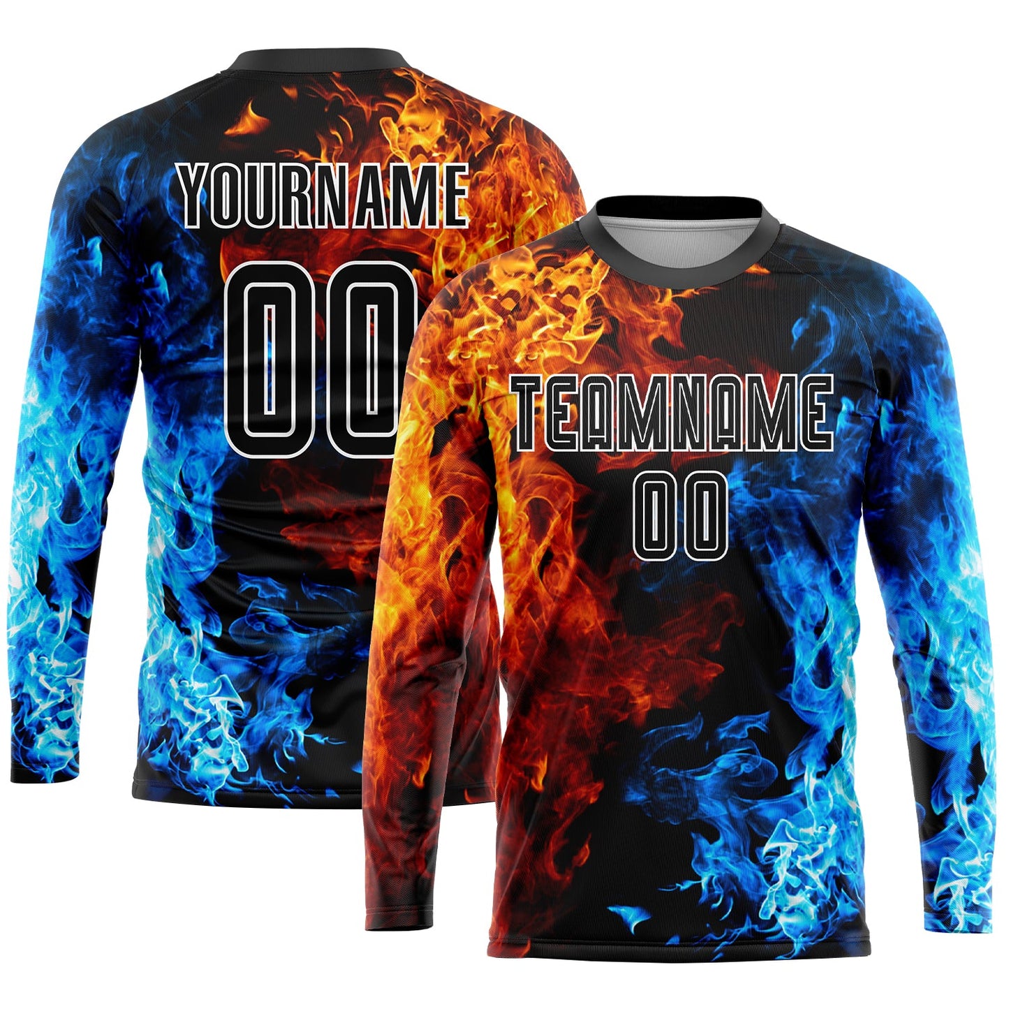 Custom Figure Black-White Flame Sublimation Soccer Uniform Jersey view 3