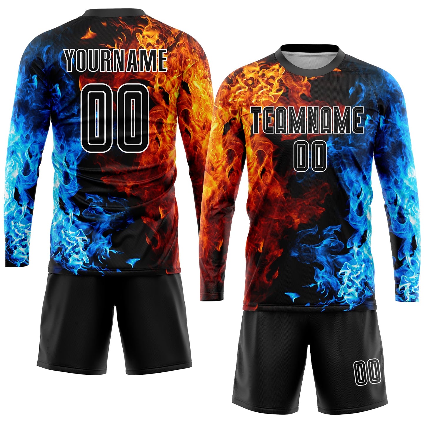 Custom Figure Black-White Flame Sublimation Soccer Uniform Jersey view 4