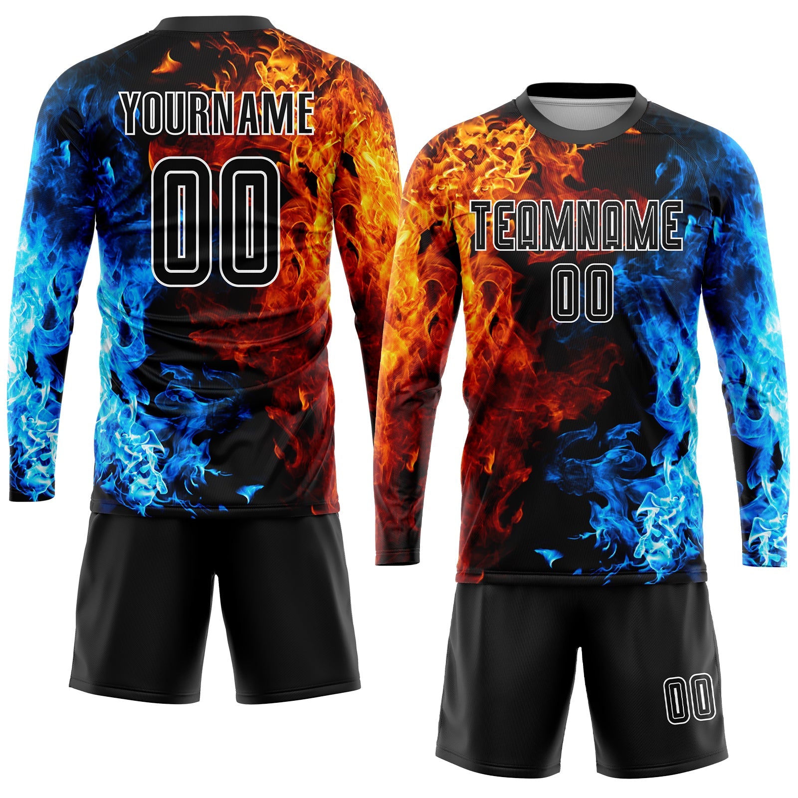 Custom Figure Black-White Flame Sublimation Soccer Uniform Jersey view 4