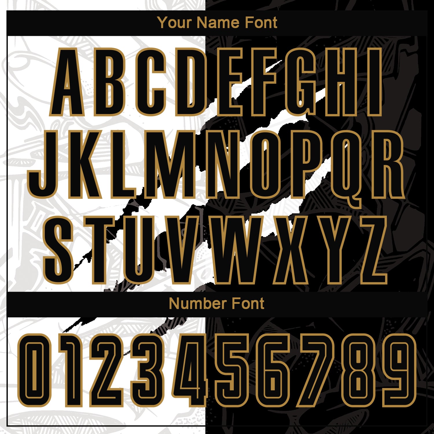 Custom Graffiti Pattern Black-Old Gold Scratch Sublimation Soccer Uniform Jersey view 8