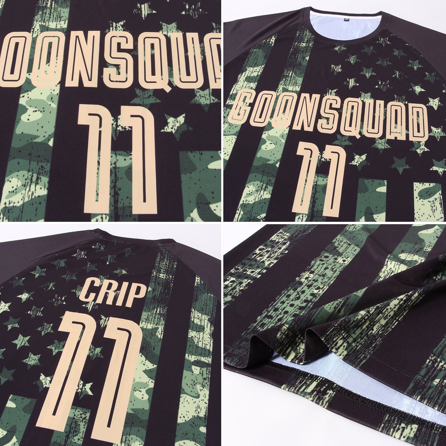 Custom Camo Vegas Gold-Black American Flag Fashion Sublimation Salute To Service Soccer Uniform Jersey view 8