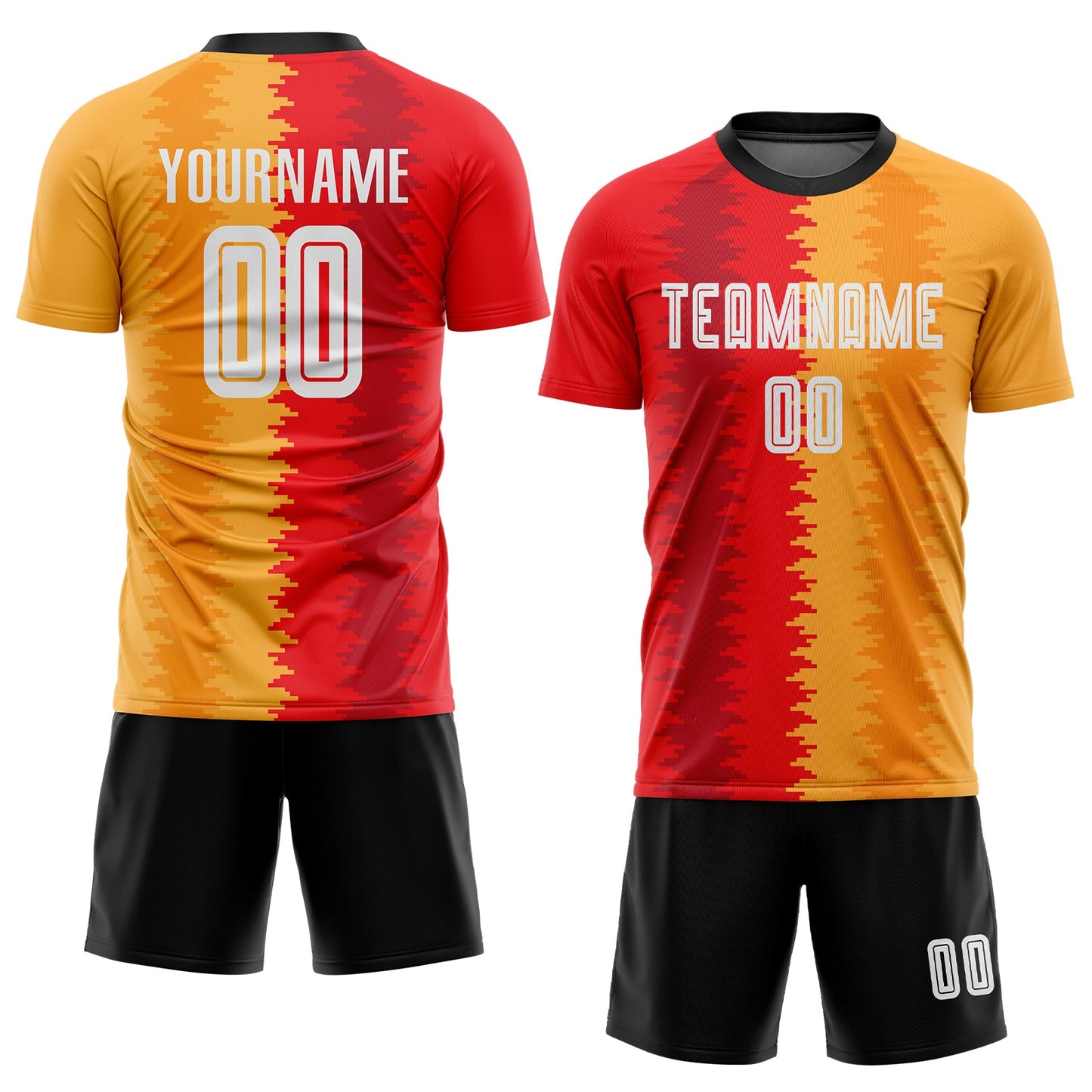 Custom Gold White-Black Sublimation Soccer Uniform Jersey view 2