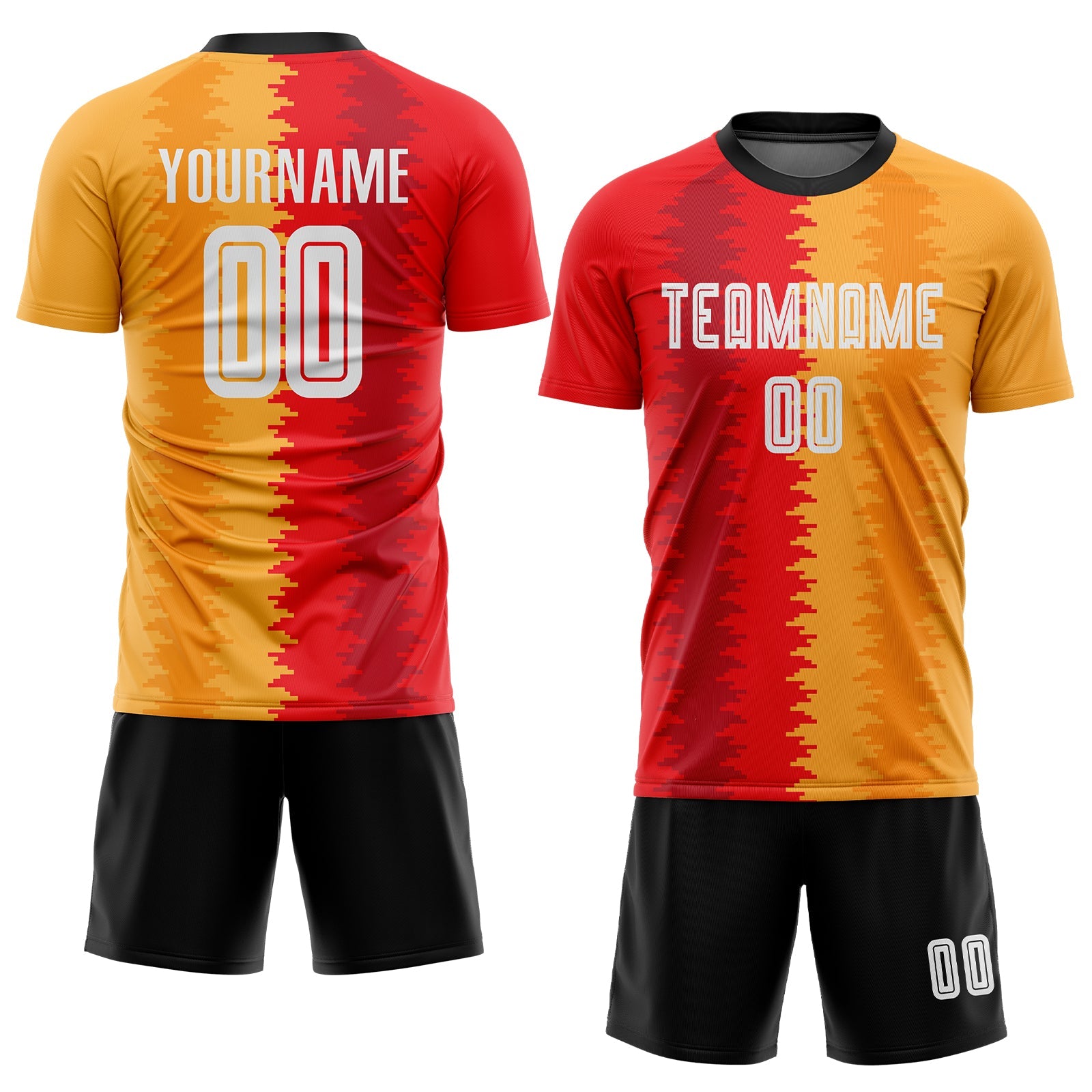 Custom Gold White-Black Sublimation Soccer Uniform Jersey view 2