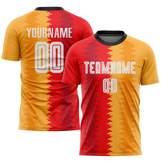 Custom Gold White-Black Sublimation Soccer Uniform Jersey - Main View