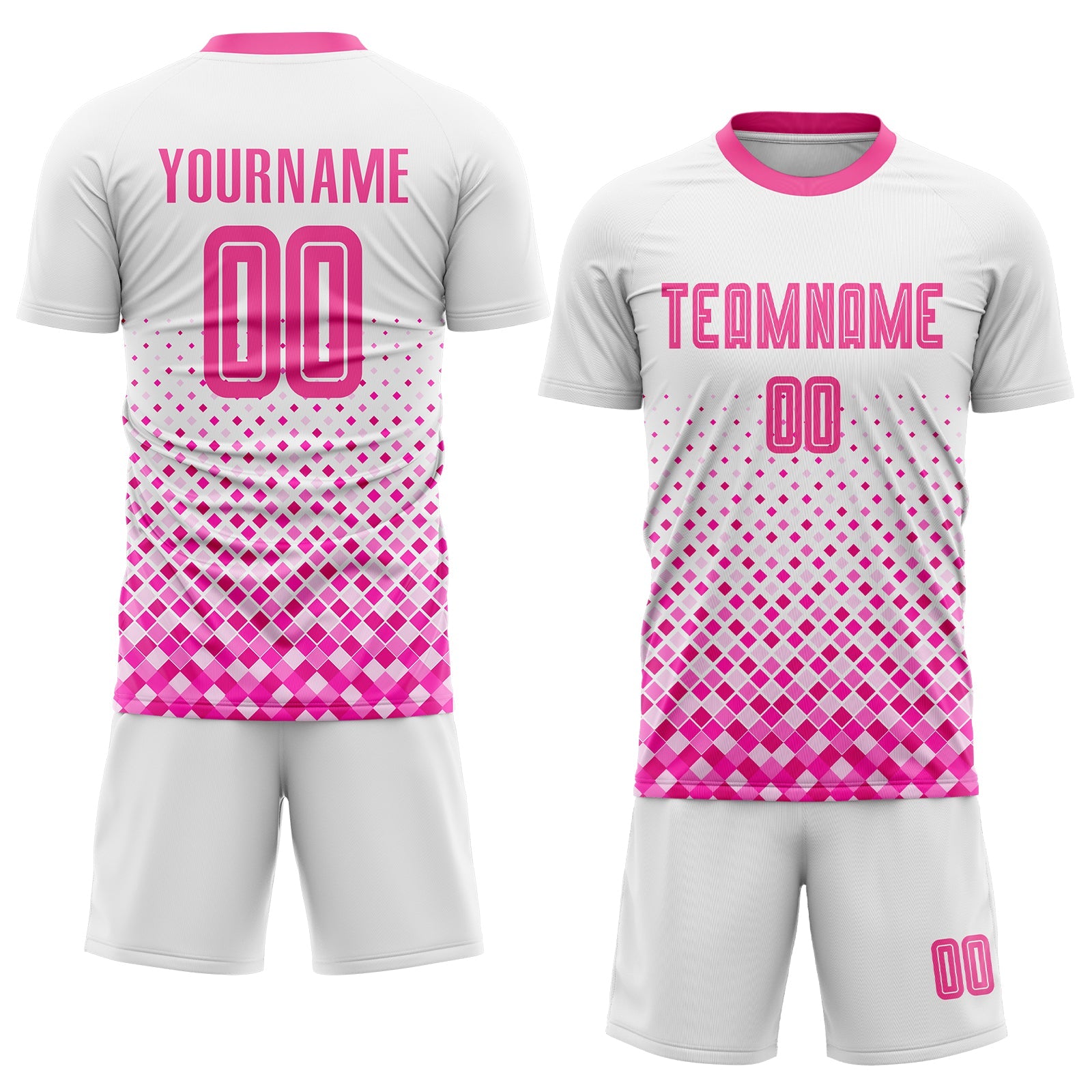 Custom White Pink Sublimation Soccer Uniform Jersey view 2