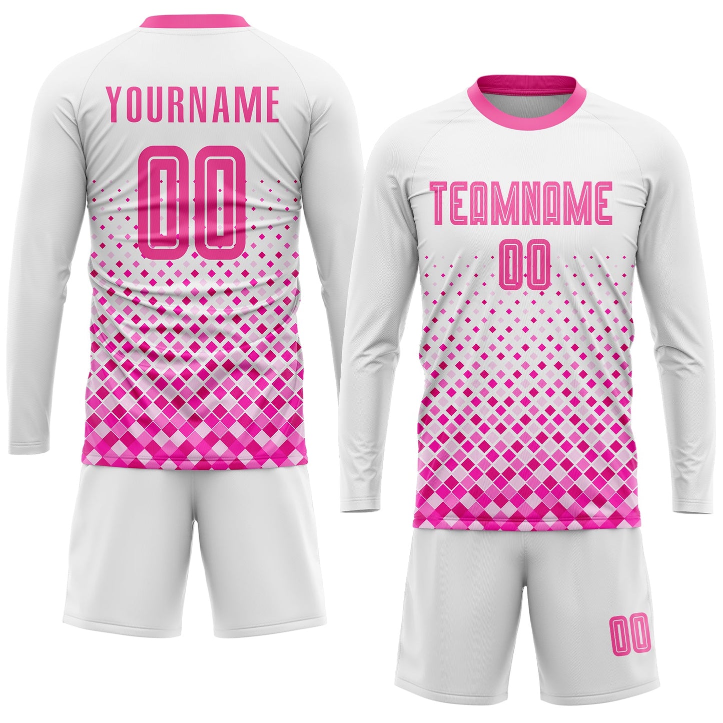 Custom White Pink Sublimation Soccer Uniform Jersey view 4
