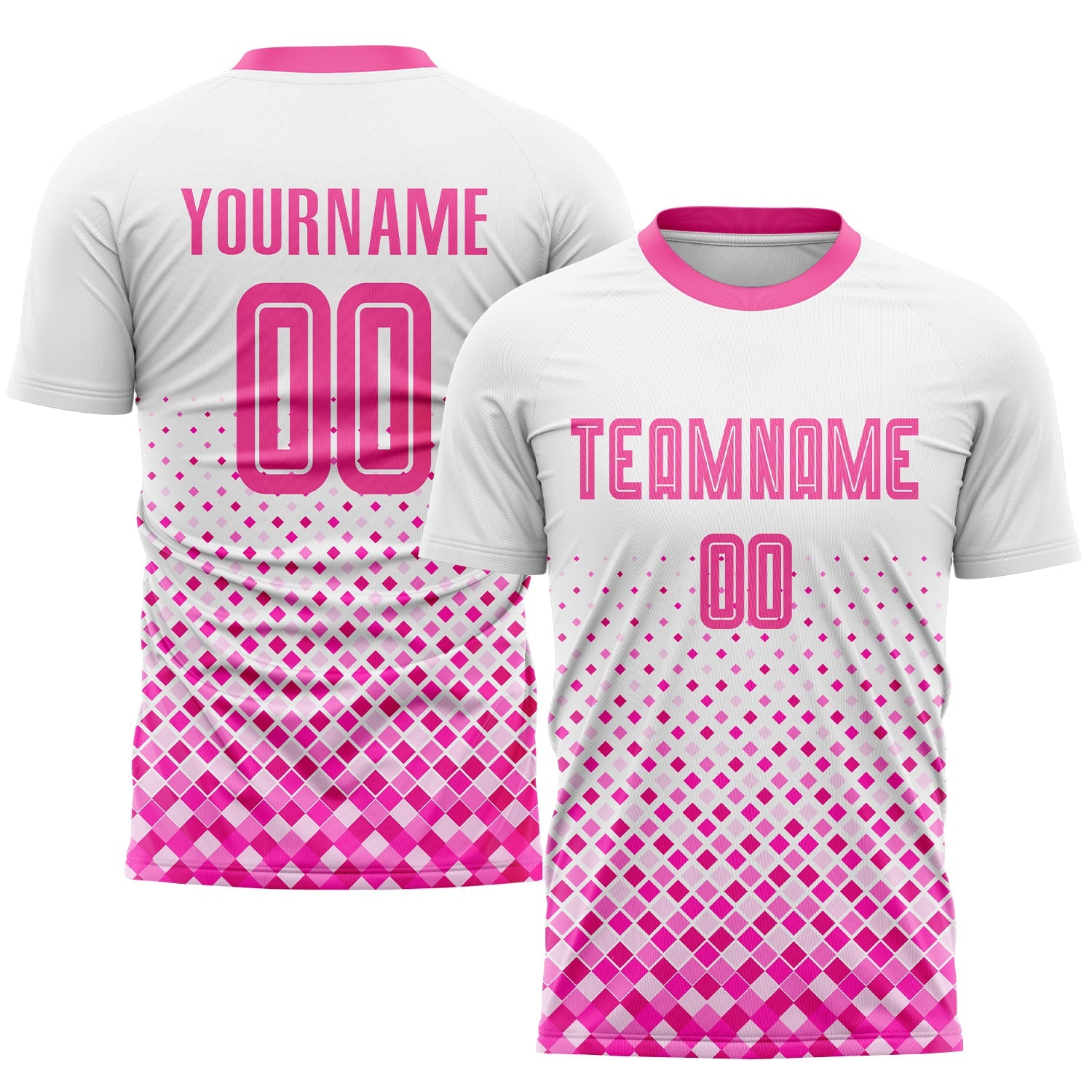 Custom White Pink Sublimation Soccer Uniform Jersey - Main View