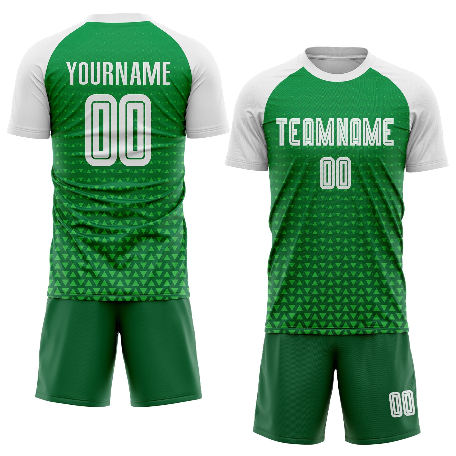 Custom Kelly Green White Sublimation Soccer Uniform Jersey view 2