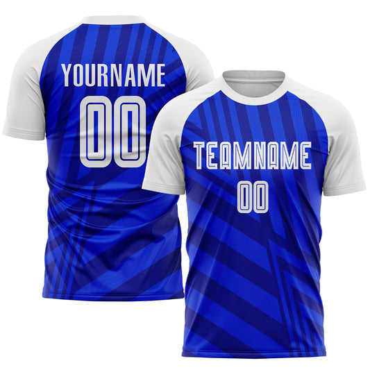 Custom Royal White-Navy Sublimation Soccer Uniform Jersey - Main View