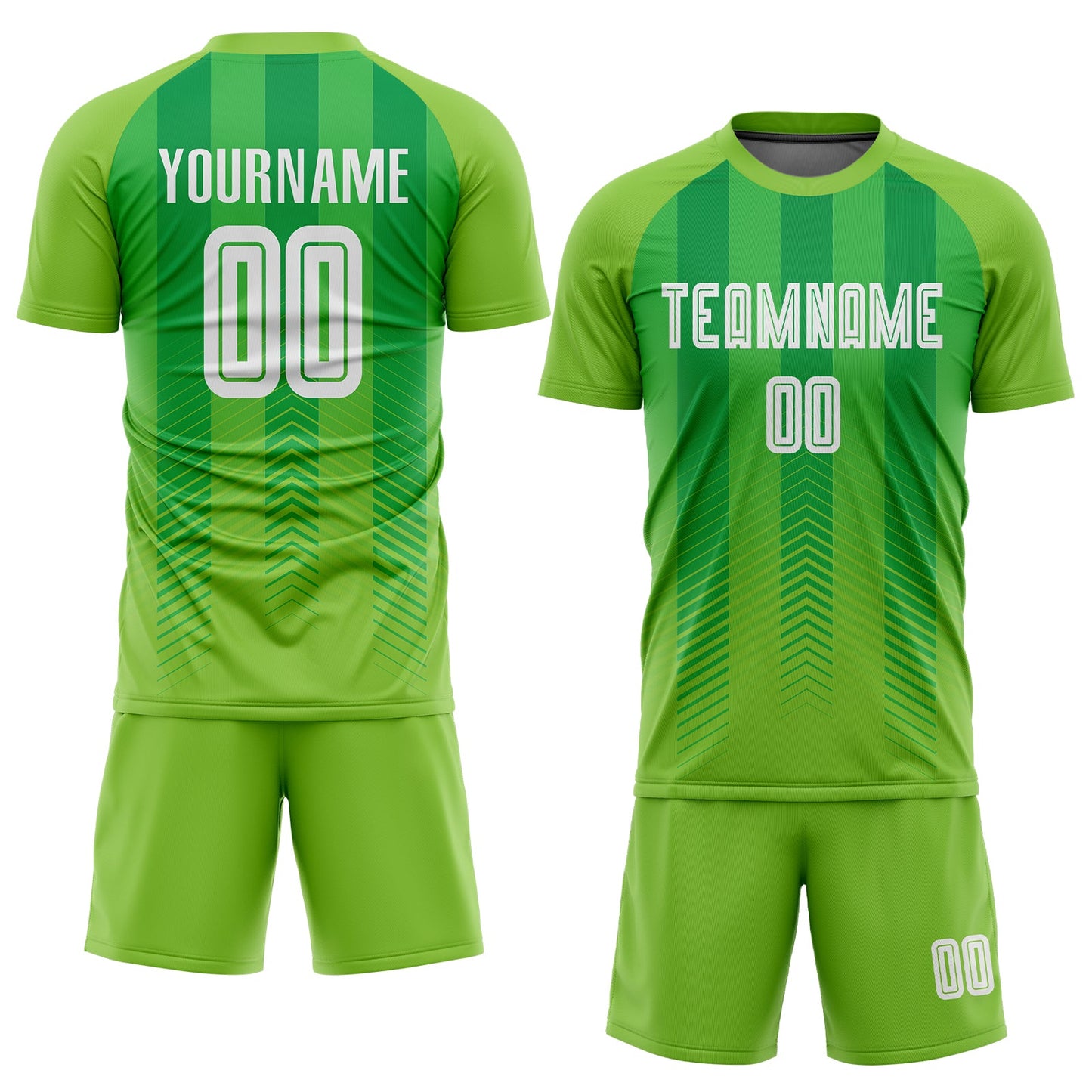 Custom Neon Green White-Kelly Green Sublimation Soccer Uniform Jersey view 2