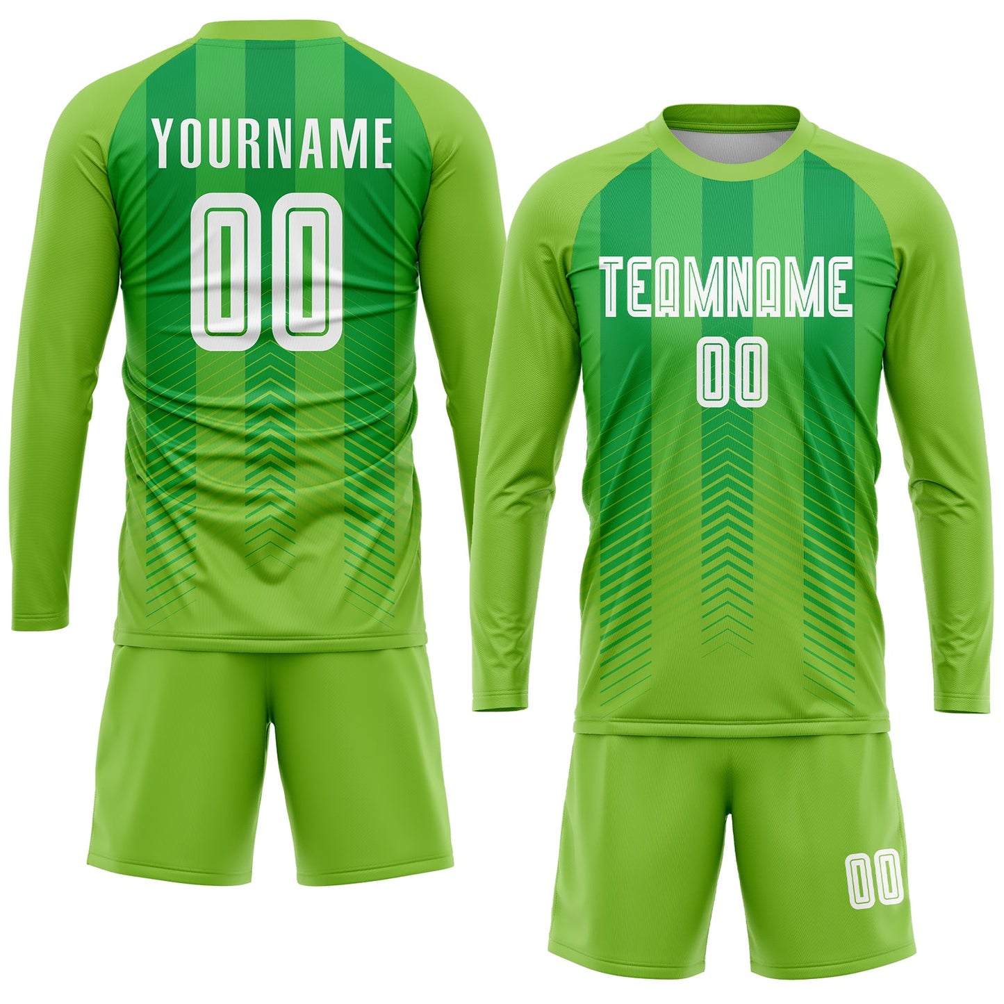 Custom Neon Green White-Kelly Green Sublimation Soccer Uniform Jersey view 4