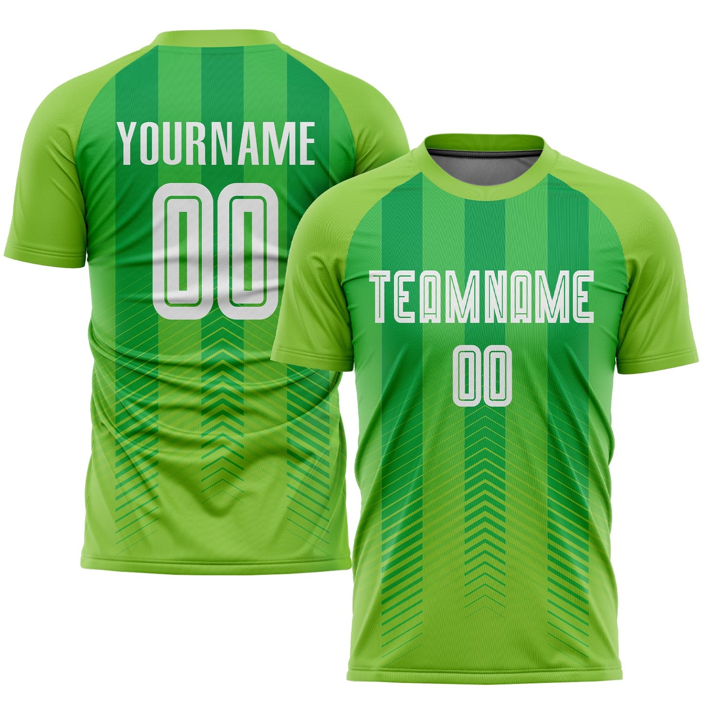 Custom Neon Green White-Kelly Green Sublimation Soccer Uniform Jersey - Main View