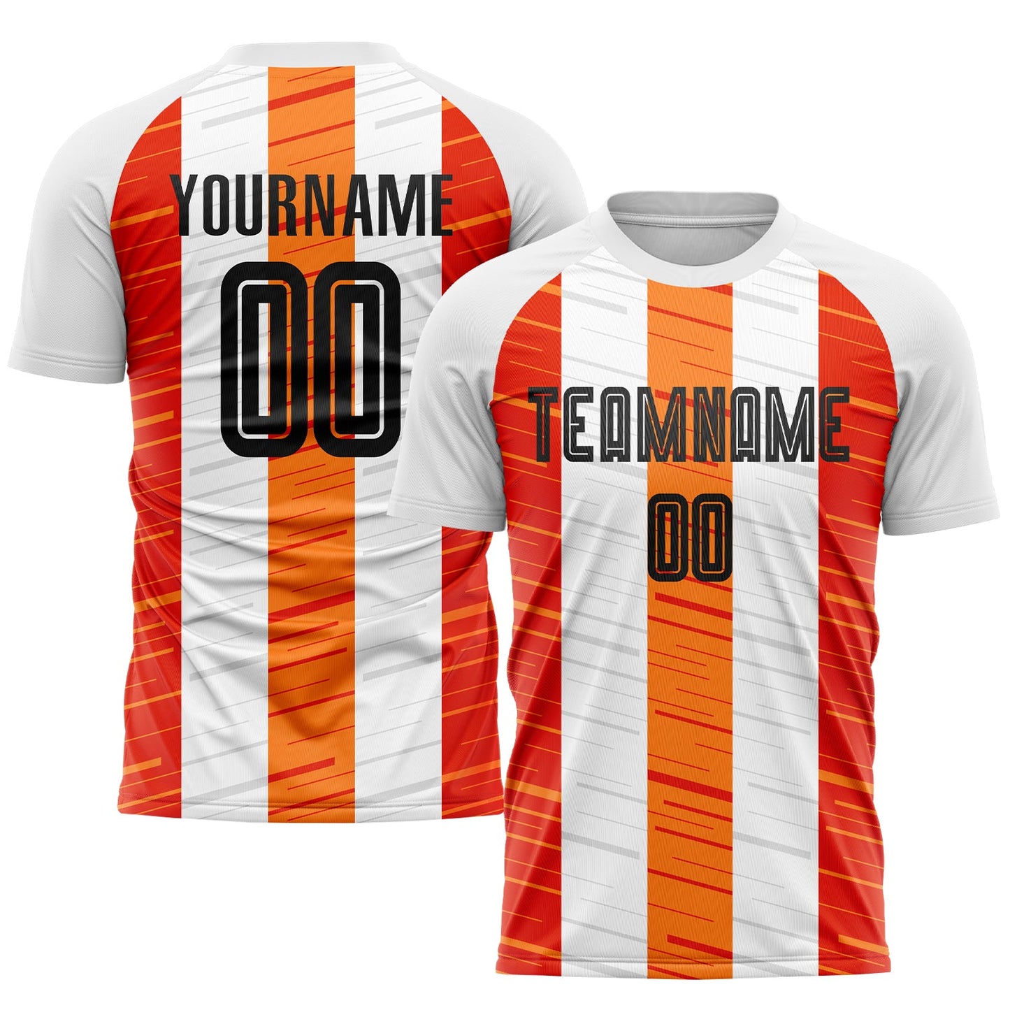 Custom White Black-Orange Sublimation Soccer Uniform Jersey - Main View