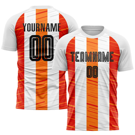 Custom White Black-Orange Sublimation Soccer Uniform Jersey - Main View