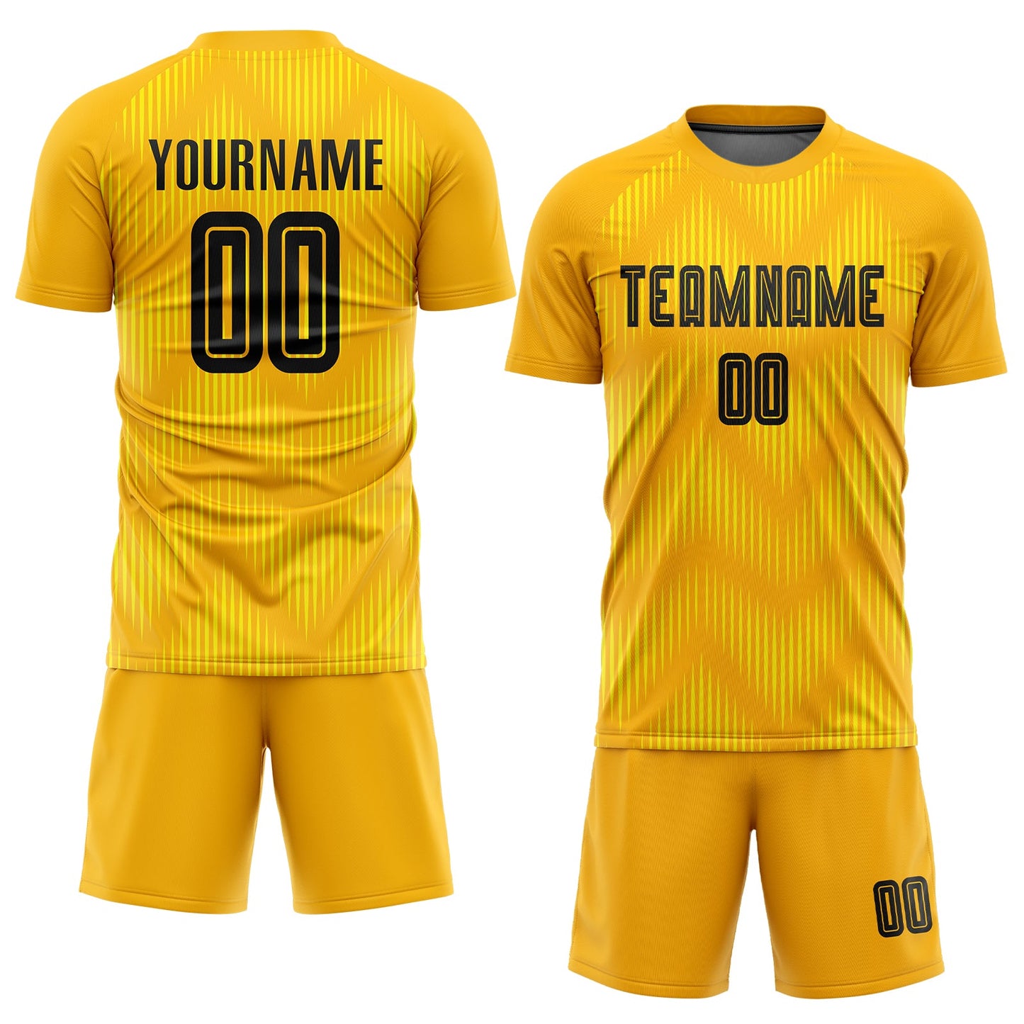 Custom Gold Black Sublimation Soccer Uniform Jersey view 2