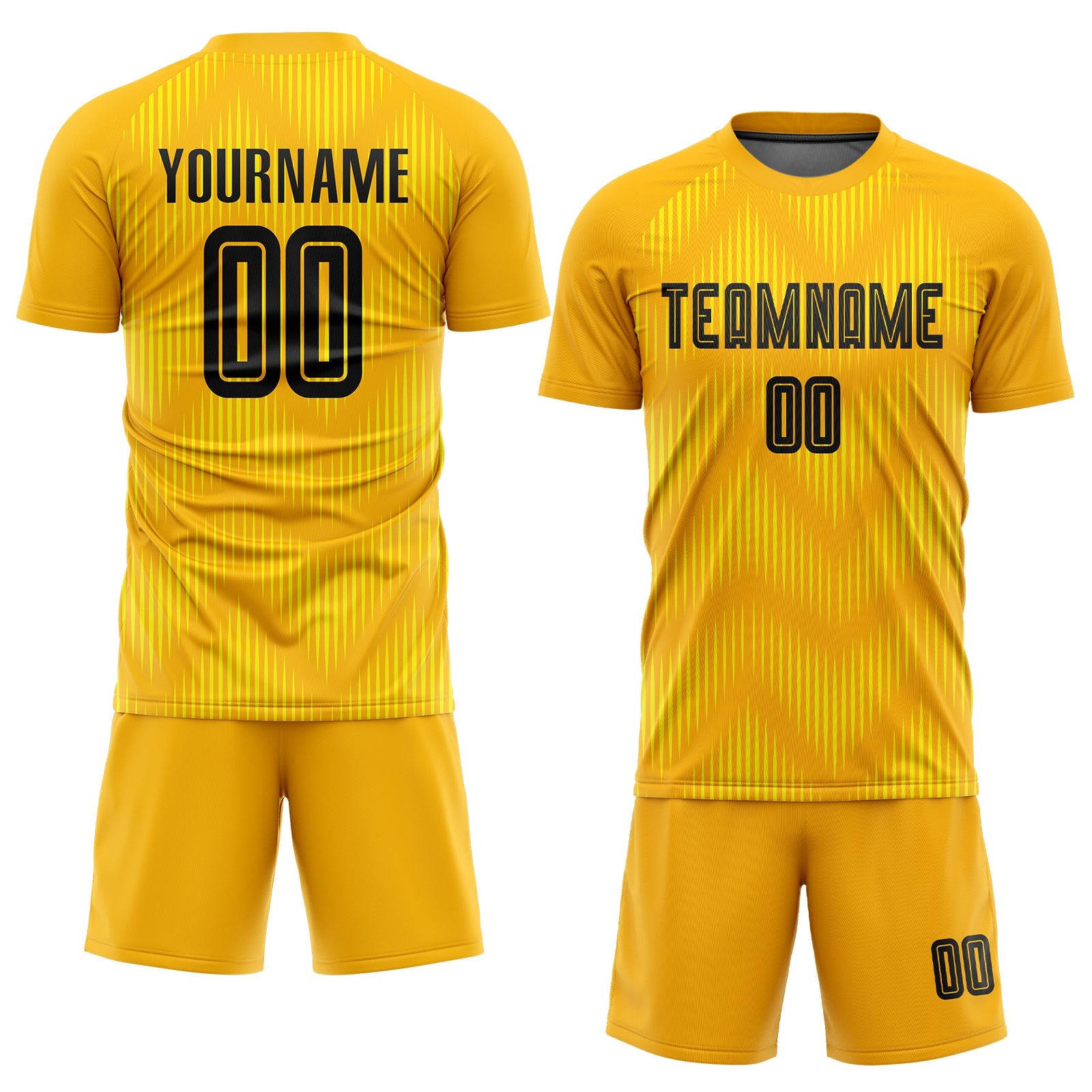Custom Gold Black Sublimation Soccer Uniform Jersey view 2