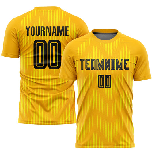 Custom Gold Black Sublimation Soccer Uniform Jersey - Main View