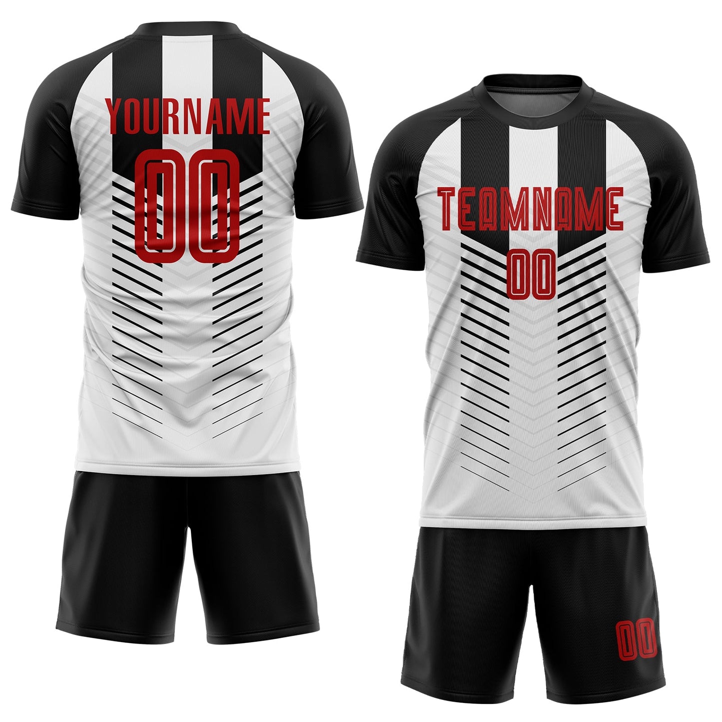 Custom Black Red-White Sublimation Soccer Uniform Jersey view 2