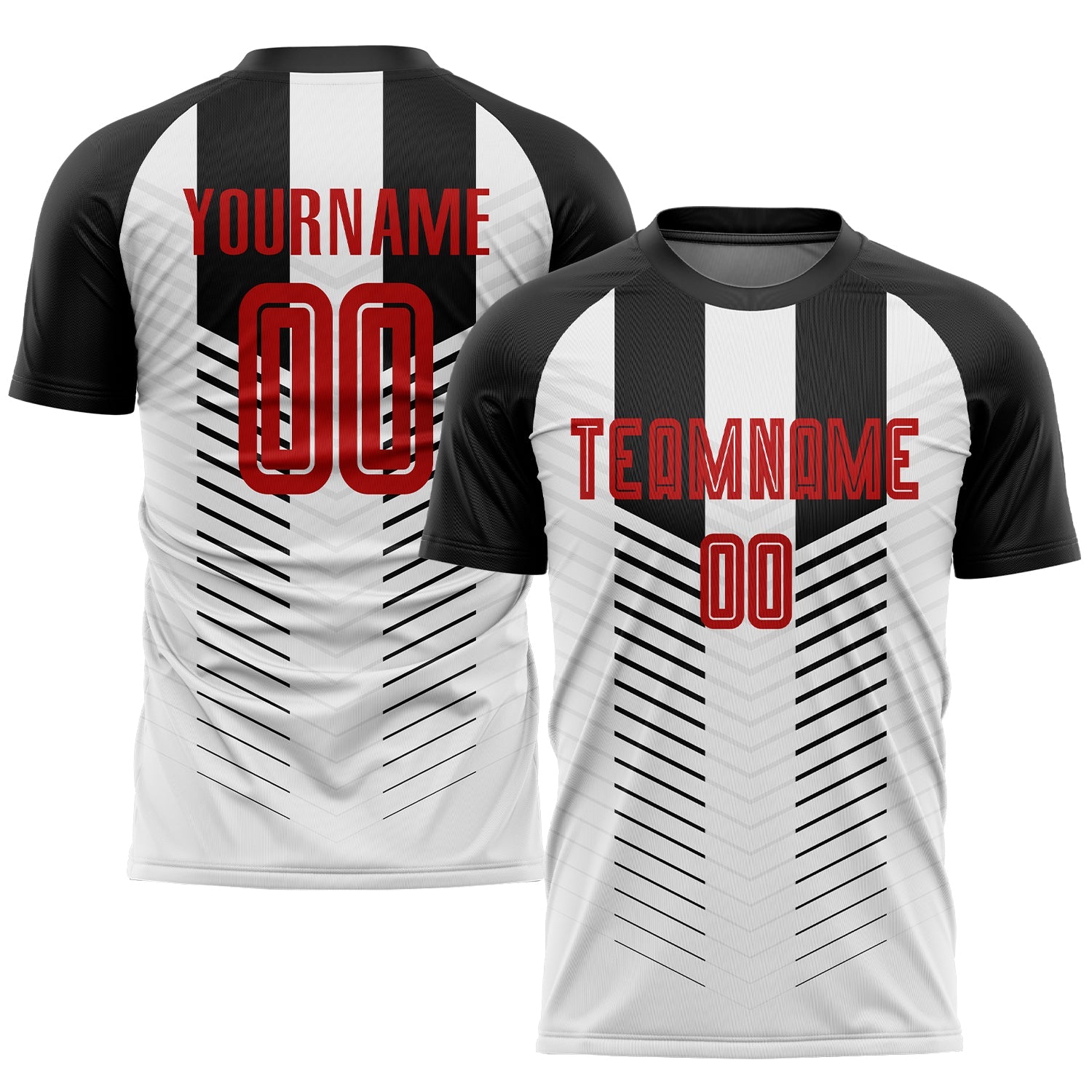Custom Black Red-White Sublimation Soccer Uniform Jersey - Main View