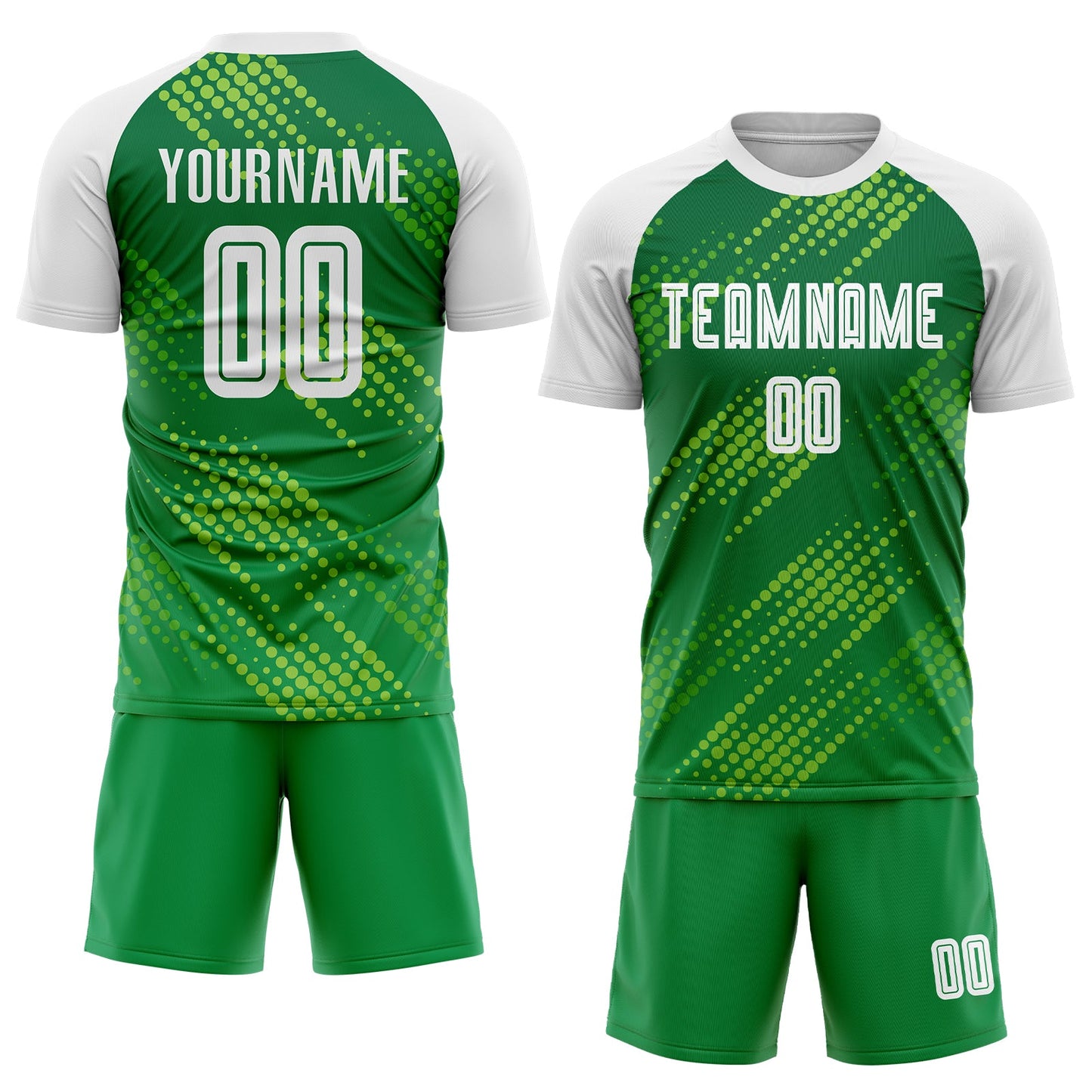 Custom Neon Green White-Kelly Green Sublimation Soccer Uniform Jersey view 2