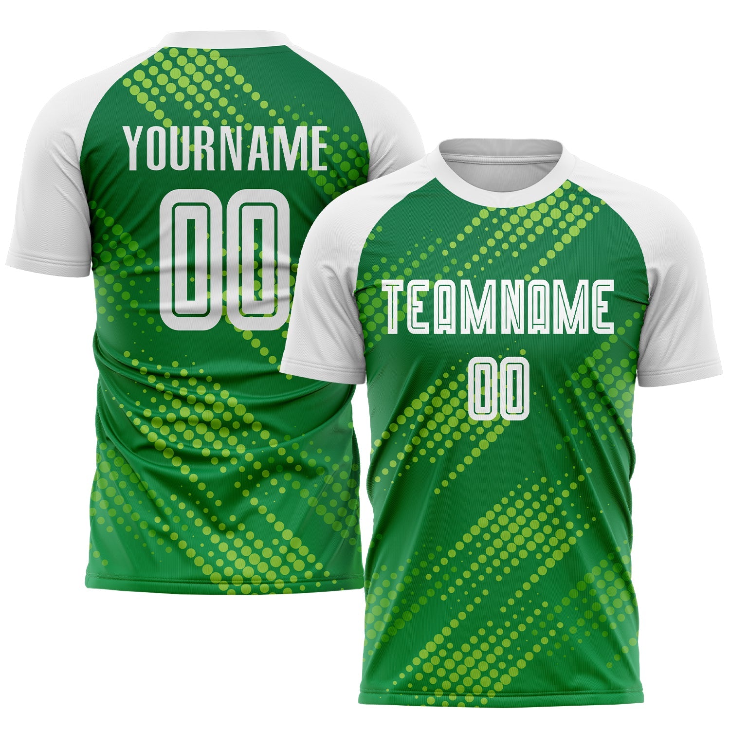 Custom Neon Green White-Kelly Green Sublimation Soccer Uniform Jersey - Main View
