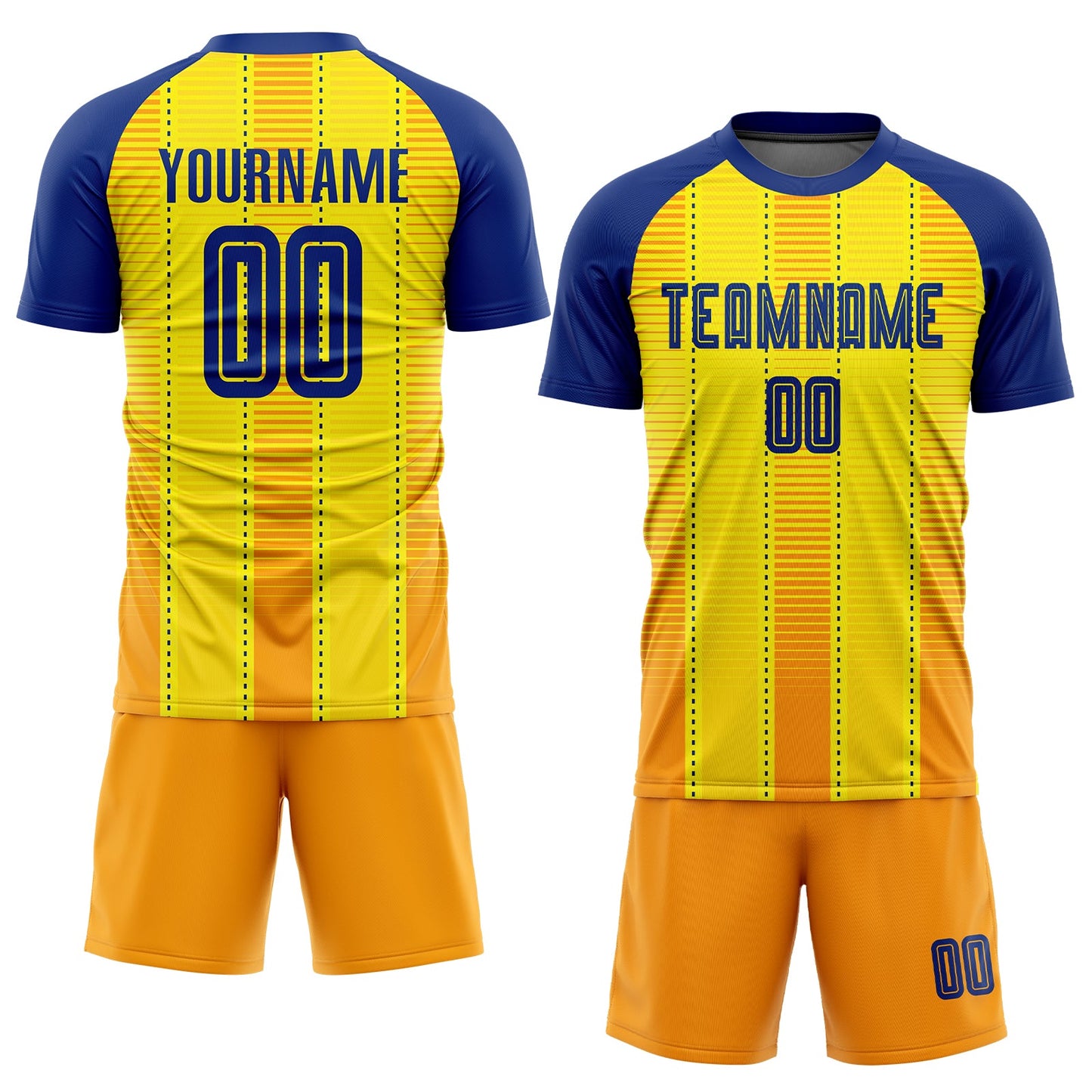 Custom Gold Royal-Orange Sublimation Soccer Uniform Jersey view 2