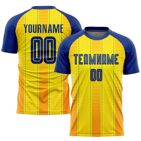 Custom Gold Royal-Orange Sublimation Soccer Uniform Jersey - Main View