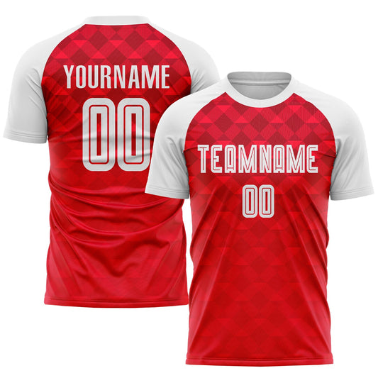 Custom Red White Away Sublimation Soccer Uniform Jersey - Main View