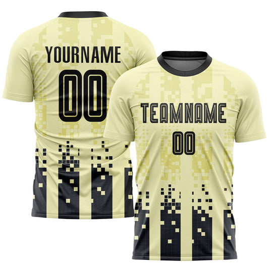 Custom Cream Black Home Sublimation Soccer Uniform Jersey - Main View