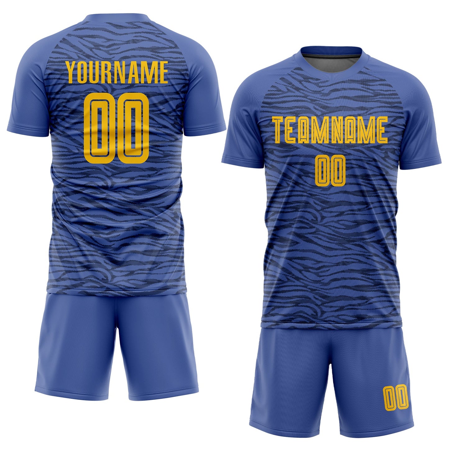 Custom Light Blue Gold-Black Third Sublimation Soccer Uniform Jersey view 2