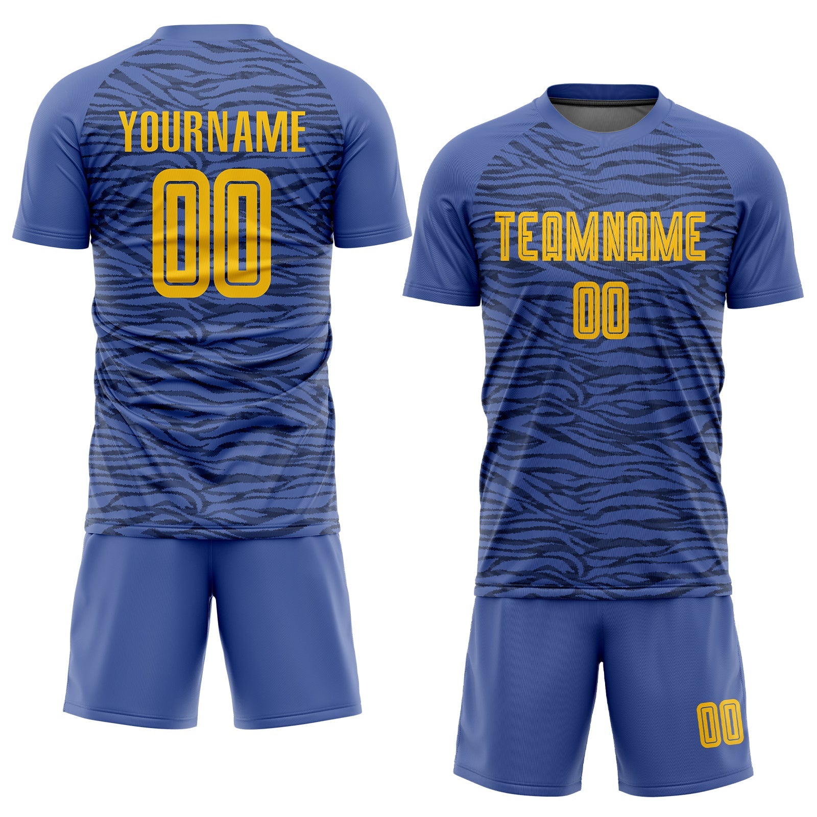 Custom Light Blue Gold-Black Third Sublimation Soccer Uniform Jersey view 2