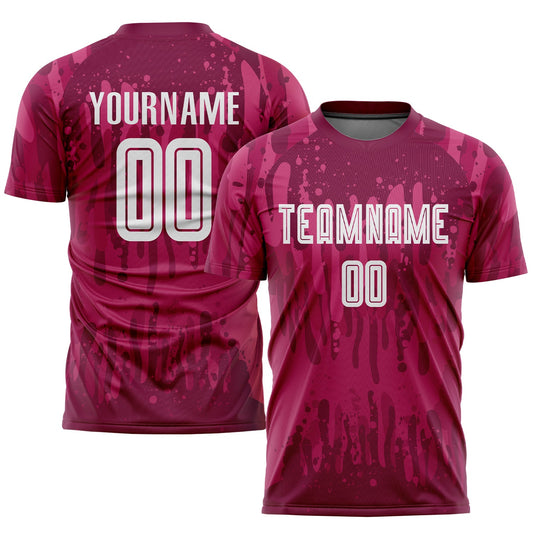 Custom Crimson White Away Sublimation Soccer Uniform Jersey - Main View