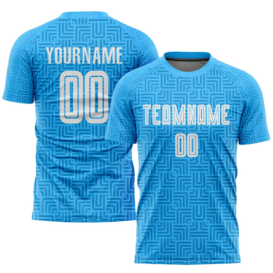Custom Light Blue White Home Sublimation Soccer Uniform Jersey - Main View