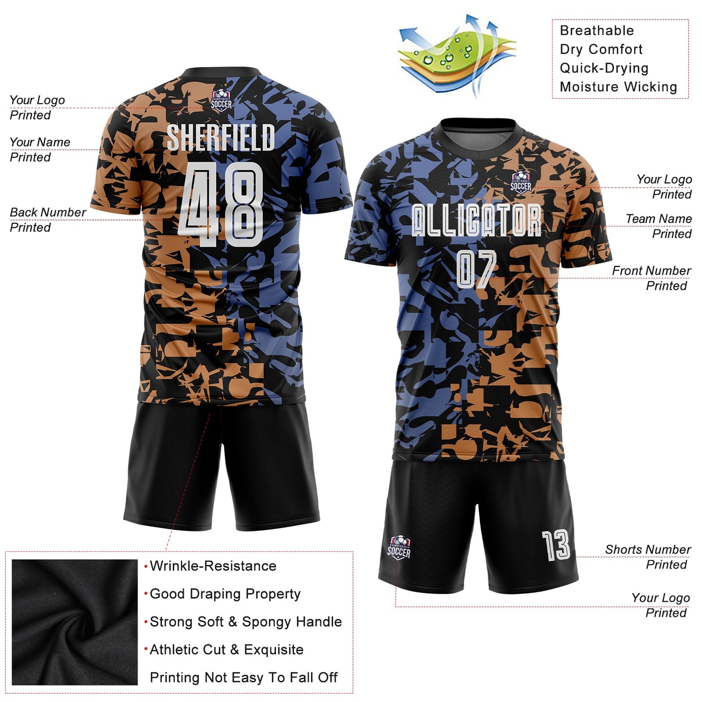 Custom Figure White-Black Third Sublimation Soccer Uniform Jersey view 3