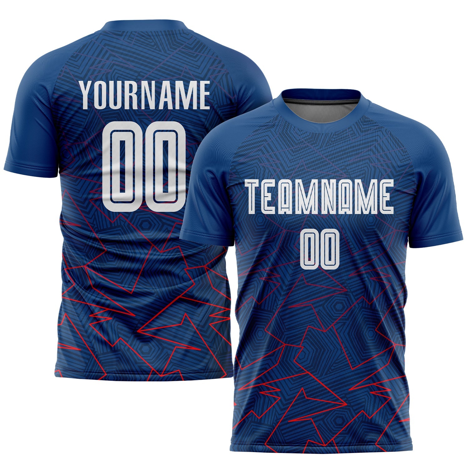 Custom Royal White-Red Away Sublimation Soccer Uniform Jersey - Main View